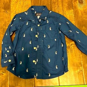 Penguin print button down